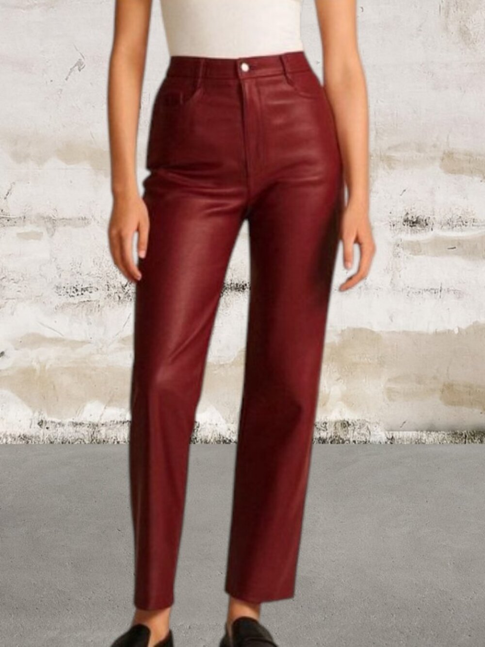 Wilfred The Melina Ankle Vegan Leather Pants Garnet Red Size 4